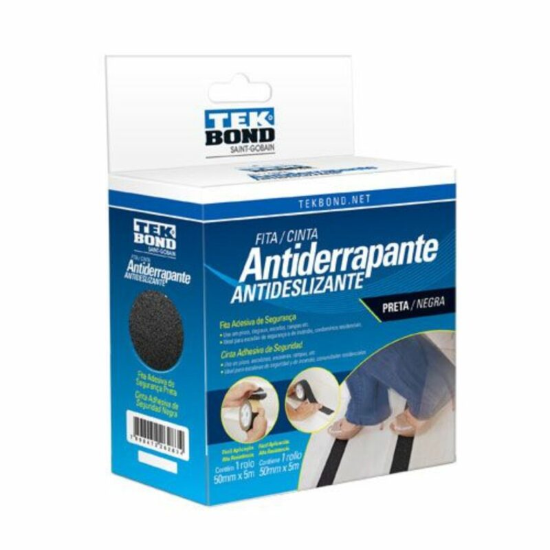 Fita Antiderrapante Preta 50mm x 5m Tekbond