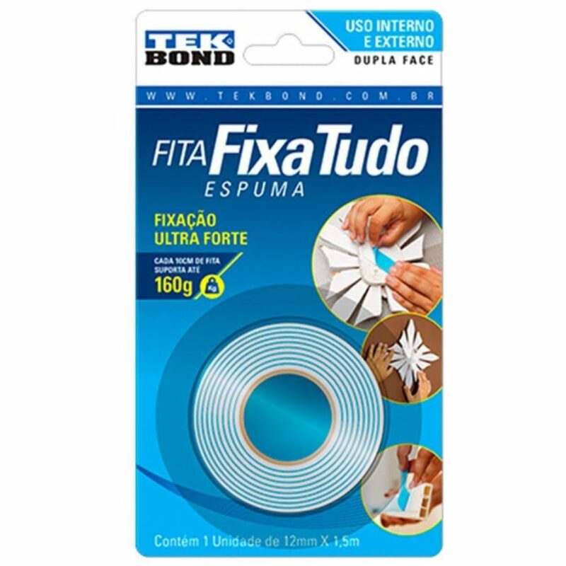 Fita Espuma Dupla Face 12mm x 1,5m Tekbond