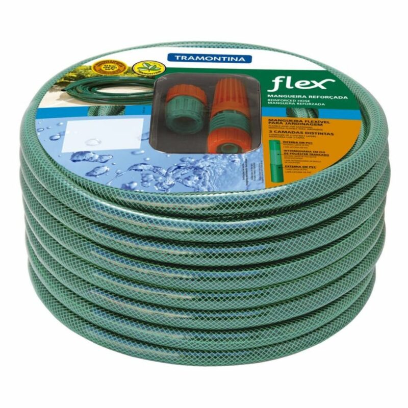 Mangueira 3 Camadas Flex Verde PVC com Engates e Esguicho Tramontina